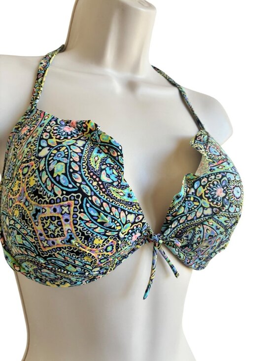 Victoria's Secret Other - Victoria's Secret Fabulous Bikini Top Push-Up Halter Mosaic Garden Paisley 36D